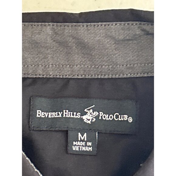Beverly Hills Polo Club Mens Black Button-Up Shirt M Long Sleeve Office Business - Picture 3 of 5